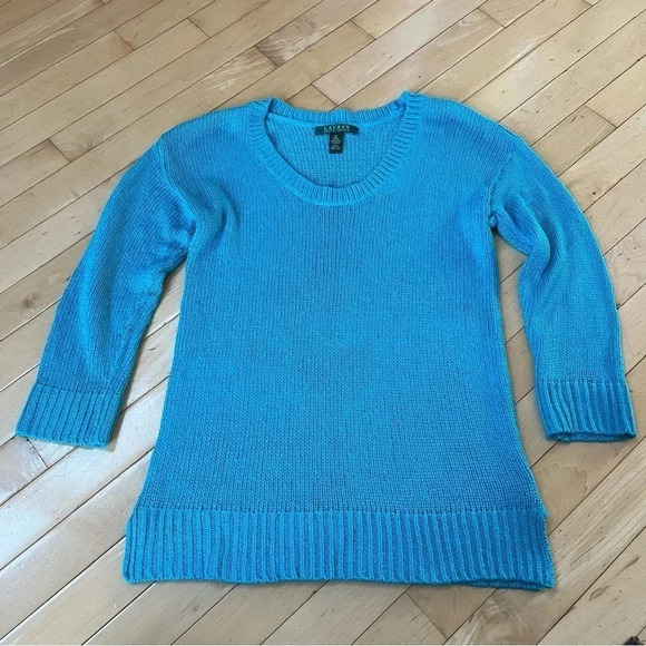 Lauren Ralph Lauren Sweaters - Lauren Ralph Lauren Sweater Women's Medium Blue Loose Knit 3/4 Sleeve Pullover